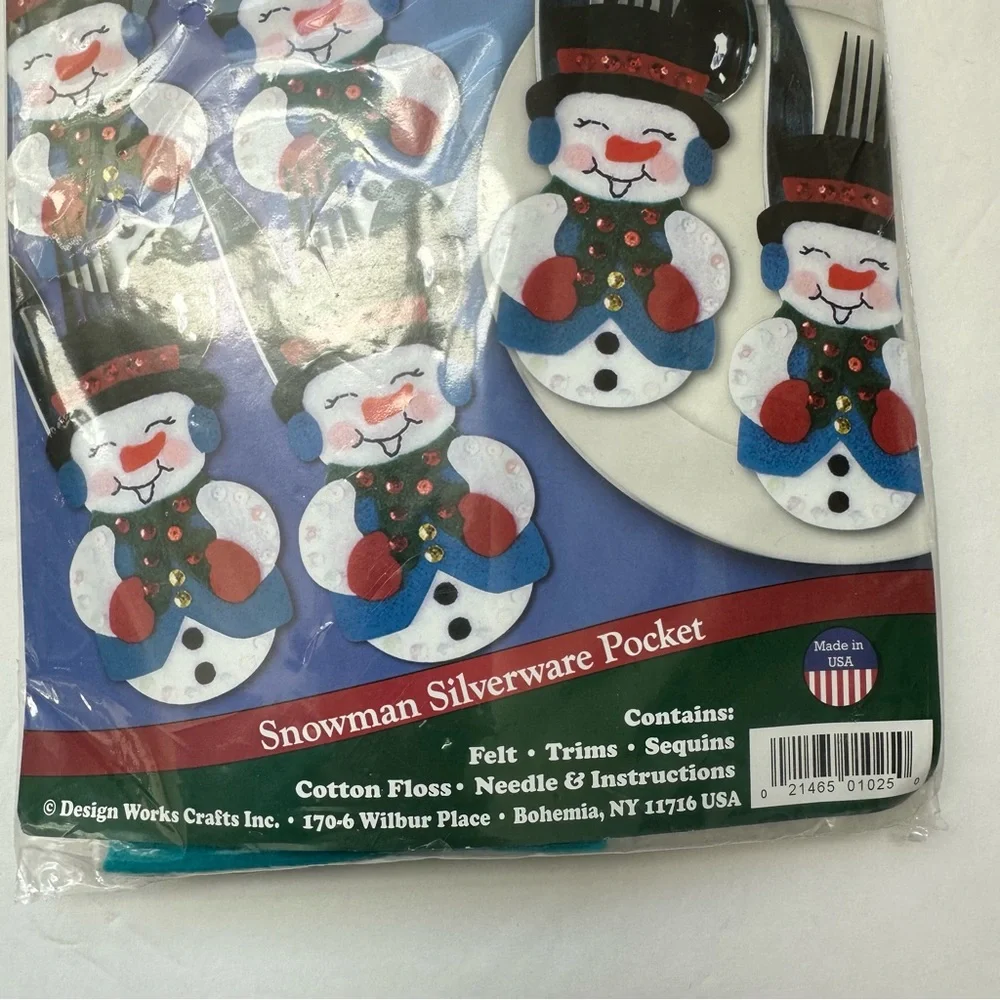 Design Works Crafts Snowman Silverware Pocket Kit 5375 New Sealed Unopened